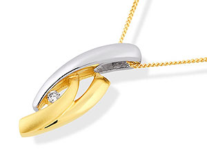 Unbranded 9ct Two Colour Gold Diamond Pendant Snd Chain -