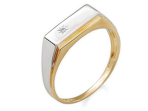 Unbranded 9ct Two Colour Gold Diamond Set Signet Ring -