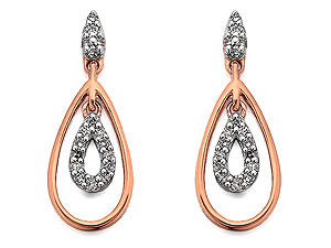 Unbranded 9ct Two Colour Gold Diamond Teardrop Earrings