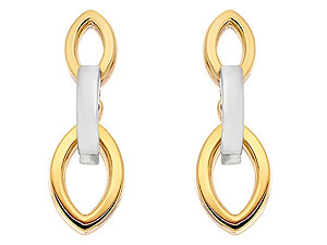 Unbranded 9ct-Two-Colour-Gold-Double-Marquise-And-Bar-Drop-Earrings--20mm-071414