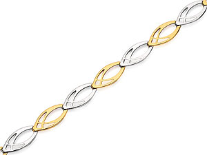 Unbranded 9ct Two Colour Gold Double Marquise Link