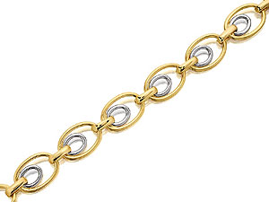 Unbranded 9ct Two Colour Gold Double Oval Links Bracelet -