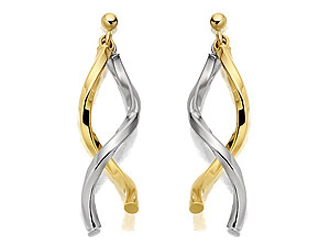Unbranded 9ct Two Colour Gold Double Twist Drop Earrings