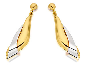 Unbranded 9ct Two Colour Gold Drop Earrings 23mm - 071856
