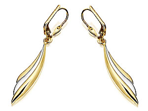 Unbranded 9ct Two Colour Gold Flame Drop Earrings - 071207