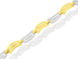 Unbranded 9ct Two Colour Gold Greek Key Panel Bracelet