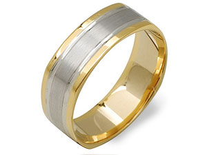 Unbranded 9ct-Two-Colour-Gold-Grooms-Squared-Edge-and-Shaped-Wedding-Ring-184537