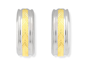 Unbranded 9ct Two Colour Gold Half Hoop Earrings 12mm -