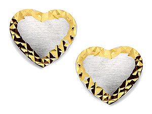 Unbranded 9ct Two Colour Gold Heart Earrings 10mm - 070330