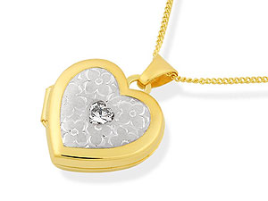 Unbranded 9ct Two Colour Gold Heart Locket And Chain -