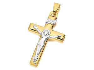 Unbranded 9ct Two Colour Gold Hollow Crucifix 35mm - 186333