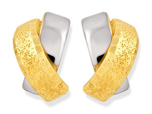 Unbranded 9ct Two Colour Gold Kiss Earrings - 070859