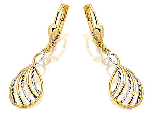 Unbranded 9ct-Two-Colour-Gold-Lattice-Drop-Continental-Fitting-Earrings--20mm-071245