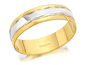 Unbranded 9ct-Two-Colour-Gold-Leaf-Pattern-Grooms-Wedding-Band--6mm-184503