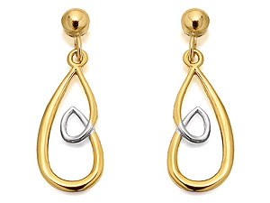 Unbranded 9ct Two Colour Gold Loop The Loop Drop Earrings