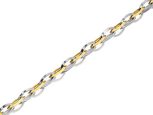 Unbranded 9ct Two Colour Gold Marquise Link Belcher