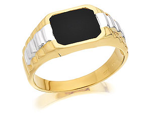 Unbranded 9ct-Two-Colour-Gold-Onyx-Signet-Ring-183755