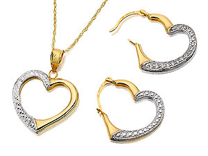 Unbranded 9ct Two Colour Gold Open Heart Pendant and