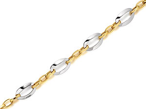 Unbranded 9ct Two Colour Gold Oval Links Bracelet 7.5`` -