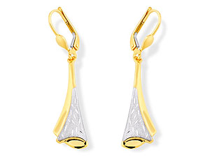 Unbranded 9ct Two Colour Gold Pleat Drop Earrings - 071019