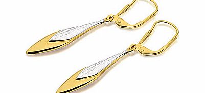 Unbranded 9ct Two Colour Gold Tear Drop Earrings 30mm