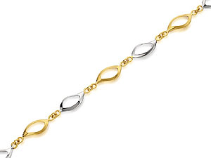 Unbranded 9ct Two Colour Gold Teardrop Link Bracelet 19cm
