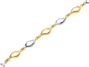 Unbranded 9ct Two Colour Gold Teardrop Link Bracelet