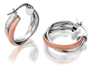 Unbranded 9ct Two Colour Gold Twist Hoop Earrings 17mm -