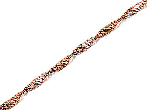 Unbranded 9ct Two Colour Gold Twisted Singapore Chain -