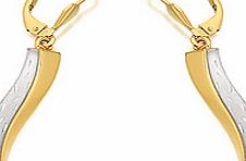 Unbranded 9ct Two Colour Gold Wave Earrings 38mm drop -