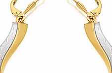 Unbranded 9ct Two Colour Gold Wave Earrings 38mm drop -