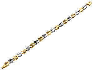 Unbranded 9ct Two Colour Gold Wave Link Bracelet - 078035