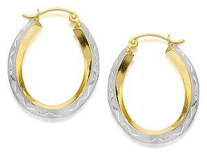 Unbranded 9ct Two Colour Gold Zig Zag Pattern Creole