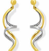 Unbranded 9ct Two Colour Twisted Spiral Drop Earrings