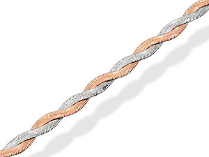 Unbranded 9ct White And Rose Gold Herringbone Bracelet -