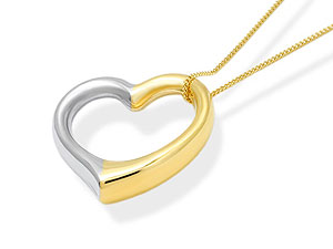 Unbranded 9ct White and Yellow Gold Heart Pendant and