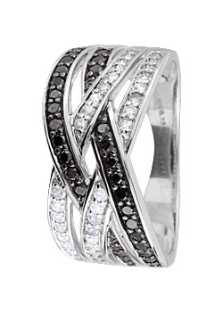 Unbranded 9ct White Gold 0.33ct Black and White Diamond Ring