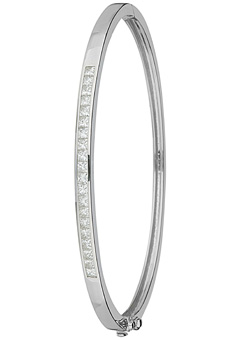 Unbranded 9ct White Gold 1.00ct Princess Cut Diamond Bangle