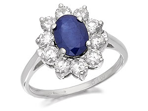 Unbranded 9ct White Gold 1.2 Carat Sapphire And 1 Carat