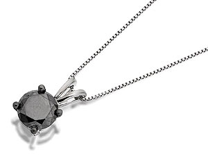Unbranded 9ct White Gold 1 Carat Black Diamond Pendant And