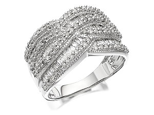 Unbranded 9ct White Gold 1 Carat Diamond Four Row Band
