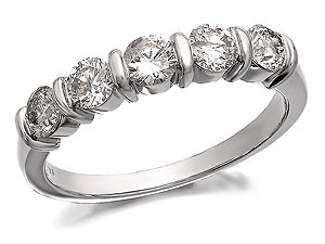 Unbranded 9ct White Gold 1 Carat Five Diamond Ring - 047709