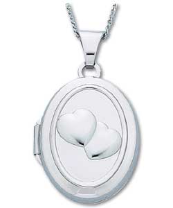 9ct White Gold 2 Heart Locket with Message