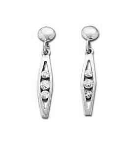 9ct White Gold 3 Stone Cubic Zirconium Drops