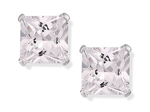 Unbranded 9ct White Gold 8mm Cubic Zirconia Solitaire