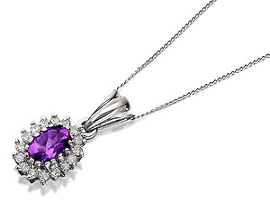 Unbranded 9ct White Gold Amethyst And Diamond Cluster