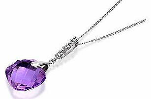 Unbranded 9ct White Gold Amethyst And Diamond Cushion