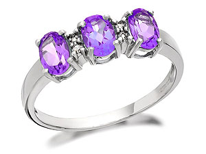 Unbranded 9ct-White-Gold-Amethyst-And-Diamond-Ring-181420
