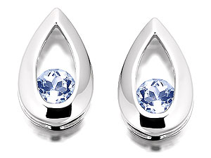 Unbranded 9ct White Gold And Blue Topaz Open Teardrop