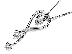 Unbranded 9ct White Gold and Cubic Zirconia Heart Tendril